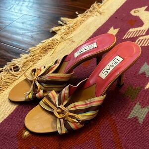 ISAAC Striped Heels with Tan and Multicolor Accents made in Italy 8